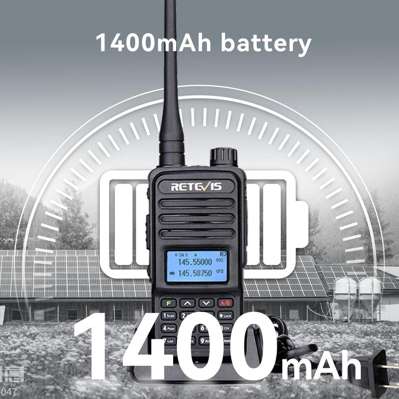 Retevis RT85 2 Way Radio Long Range with Mic, Dual Band Two Way Radio Handheld, LCD Display, Durable,SOS Siren, Flashlight, Profession Walkie Talkies for Security Hotel Business Survival(4 Pack)