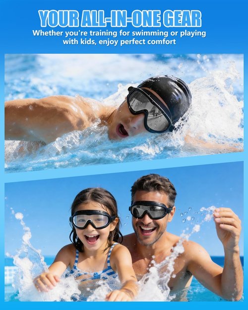 Aegend Swim Goggles | 2-Pack Wide View Anti-Fog & Anti-UV Goggles for Adults and Youth