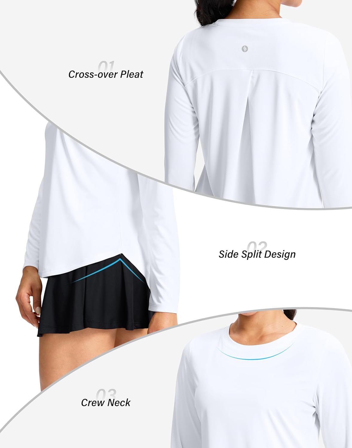 SANTINY Lightweight Long Sleeve Workout Top - Breathable UPF 50+ Sun Protection for Women | Ideal for Gym, Yoga, Running, Hiking
