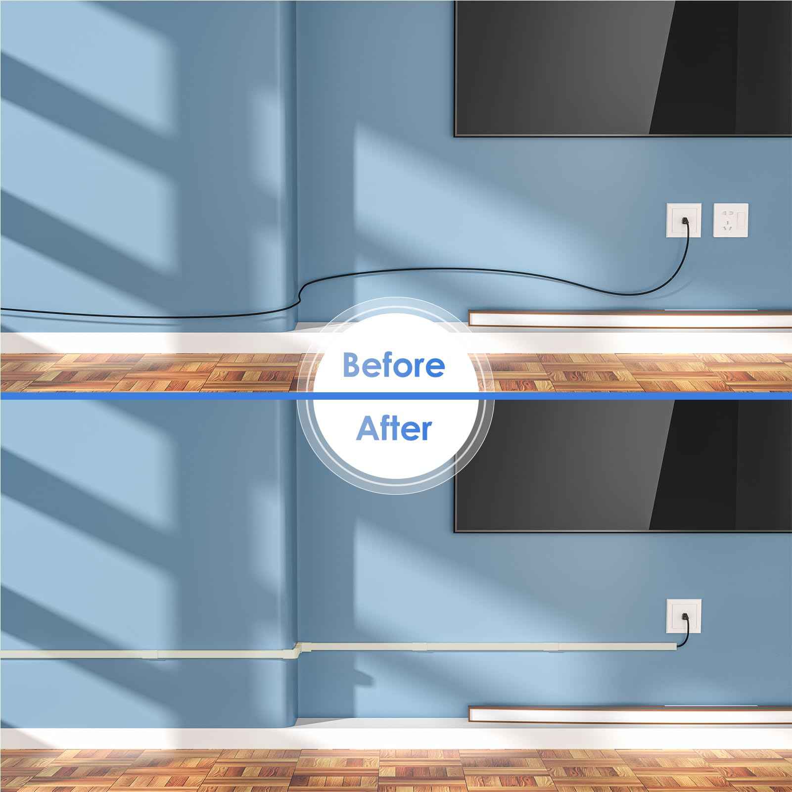 Yecaye Beige Cord Hider, One-Cord Channel Cord Cover on Wall, Cable Management Kit, Wire Covers for Cords, W0.59in H0.4in, Beige