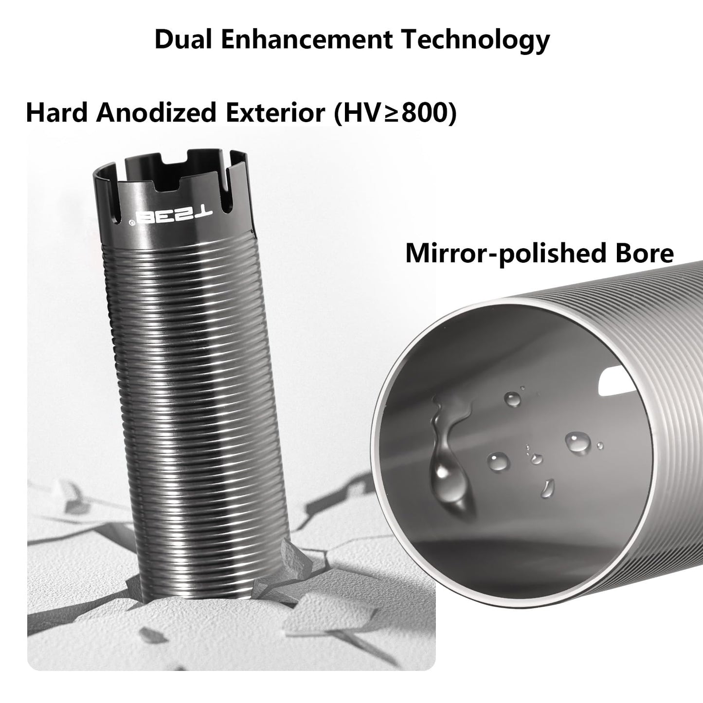 T238- AEG PTFE Coating Cylinder, Stainless Steel Cylinder Type for AEG/Gel Blasters Gearbox(80% air volumes)