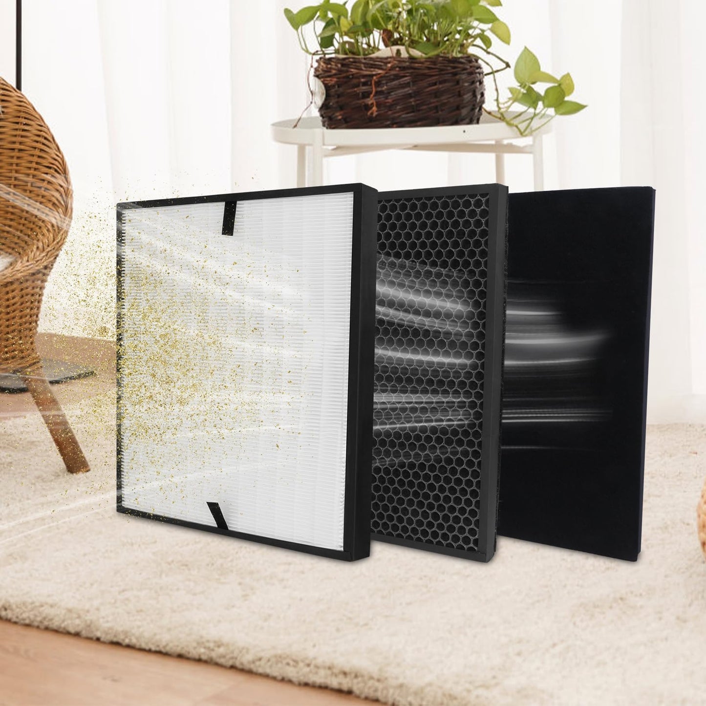 FYRIXY 7-Pack Replacement Filters Compatible 3000 Air Purifi-er, 3000,3000M,3000Pro Air Purifi-er,1 air filter, 2 Activated Carbn and 4 Extra Carbn Pre-Filters