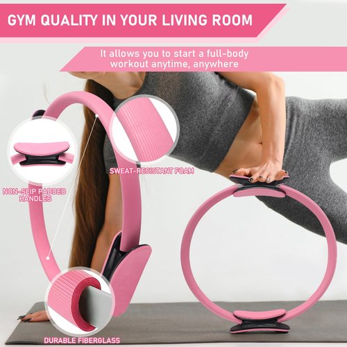 Home Pilates Essentials Kit for Women 13 Pcs Yoga Pilates Kit for Home Workouts Ring and Ball Set Magic Circle Hoop with Resistance Bands Accessories Compact Toning Fitness Essentials Starter Gift