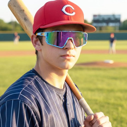 Kingdder 3 Pcs Baseball Ice Cream Drip Sunglasses for Youth Sunglasses for Sport Softball Cycling Baseball Golf(Blue,Ice Cream Pattern)