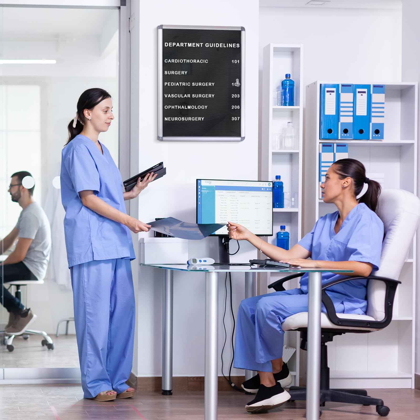 EVERSUPPLY Enclosed Changeable Letter Boards Felt Message Board with Locking Door, Black, Aluminum Frame, 19X12 inches