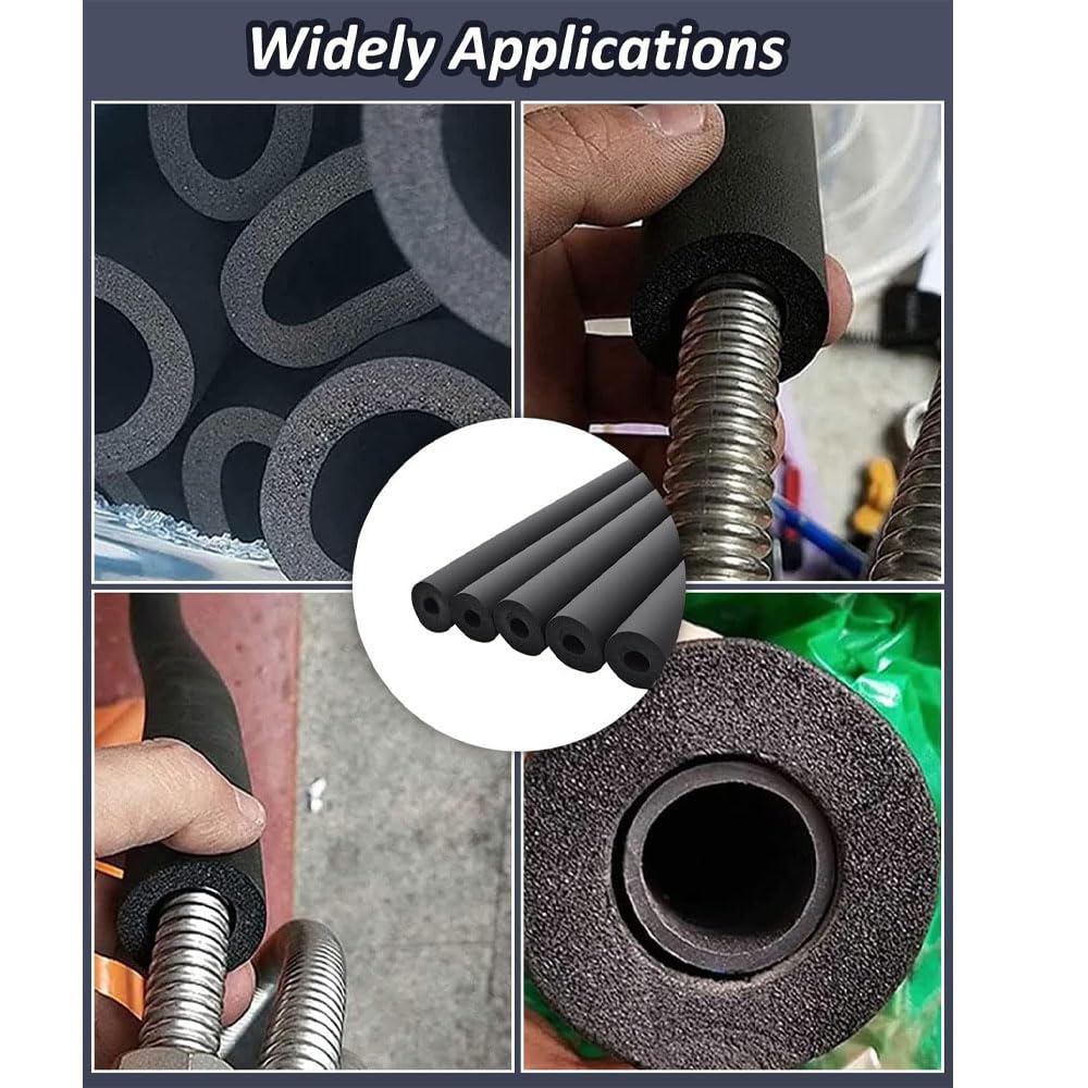 Pipe Insulation Tubing (1" x 3/8" x 6FT), 1" ID Pipe Insulation Foam Tubing, Guitar Stand Foam Tubing, Hollow Tube Covers, Gym Handle Protectors and Roof Racks, Etc. (1" x 3/8")