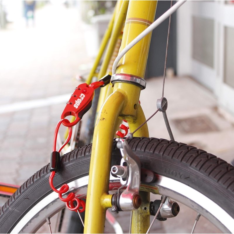CROPS Q-BIRO MINI Compact Bike Lock Cable, 3 ft, Black Anti-Theft 3-Digit Resettable Combination Lock with a Shape-Memory Coiled Cable and BIROTATION Technology; Great Option for Road Cyclists