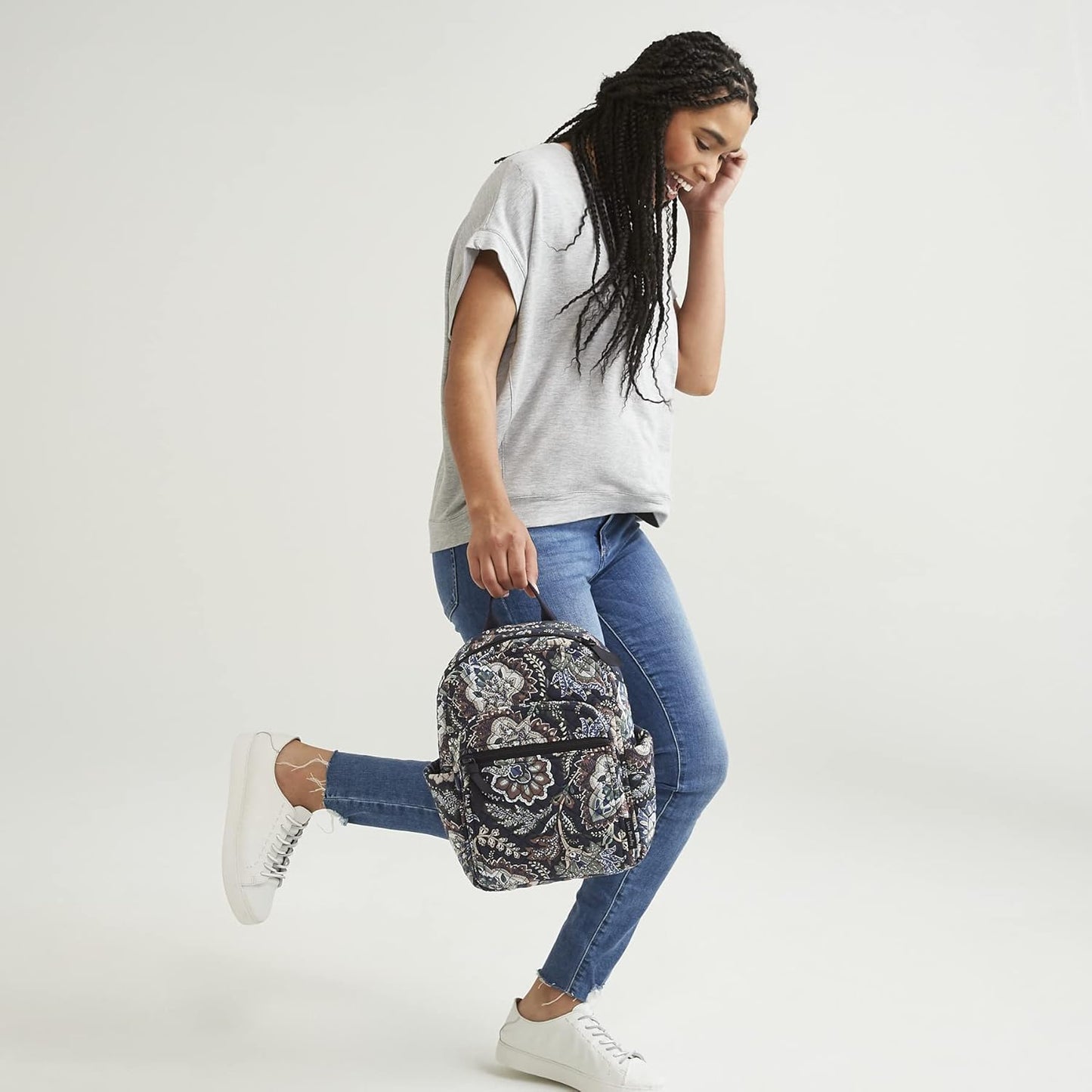Vera Bradley Women's Cotton Small Backpack - True Navy | Stylish & Functional Design