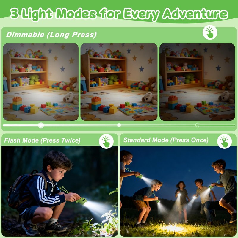 Tremdwoto Toddler Flashlight, Cute Turtle Kids Flashlight for Boys & Girls, Rechargeable LED Flashlight for Camping & Outdoor Adventures, Ideal Birthday Gift for Children