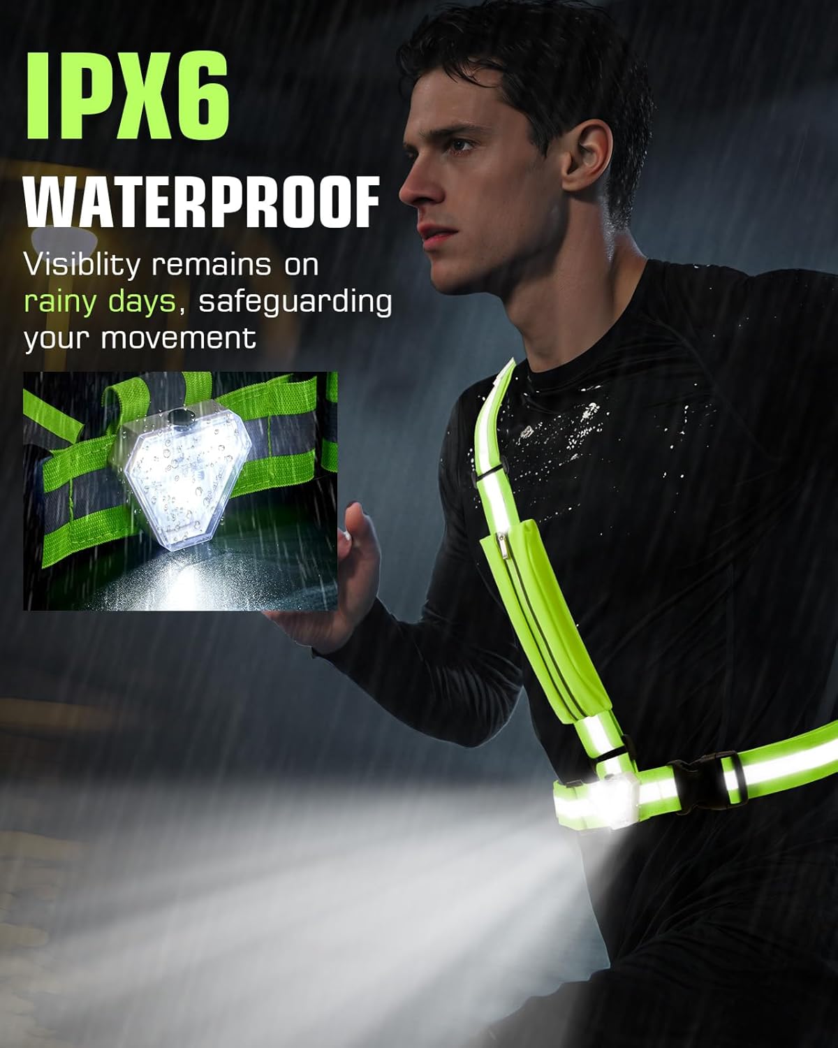 Zacro LED Reflective Vest - 500LM Rechargeable Light Up Running Gear | 5 RGB Colors, IPX4 Waterproof, Adjustable for Men & Women