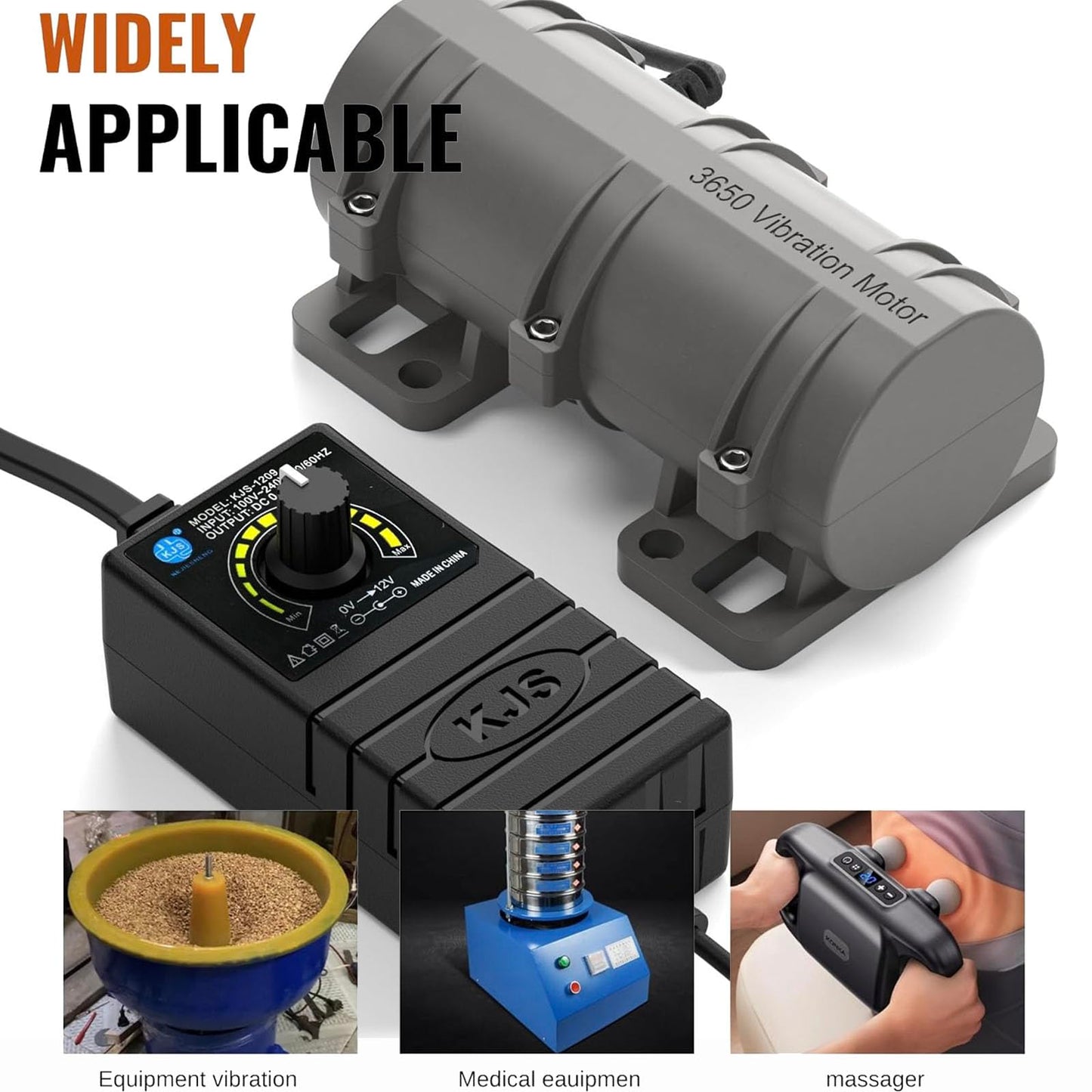 3800RPM Electric Motor, Vibration Motor, DC 12V Vibrating Motor 10W Carbon Brush Motor, Adjustable Power Supply for Electric Massage Chair Bed Industry Sieve Shaker Vibrators