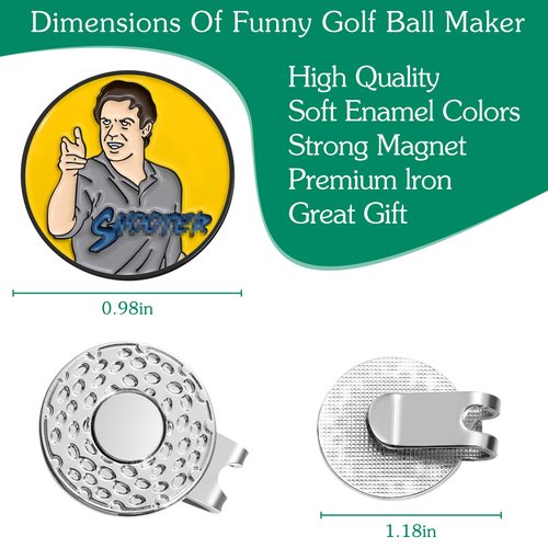Jecten Funny Magnetic Ball Markers Clips, Humorous Enamel Golf Ball Markers for Putting Green, Happy Magnetic Golf Hat Clip with Golf Ball Marker for Golf Lovers Gifts