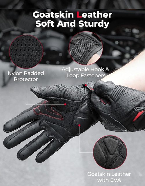 KEMIMOTO Motorcycle Gloves - Sheepskin Leather Protection for Men | Ideal for Motocross, ATV & UTV Riding