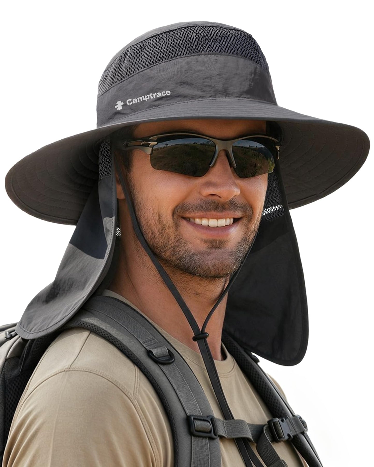 Camptrace Wide Brim Men Sun Hat with Neck Flap UPF Fishing Hiking Gardening
