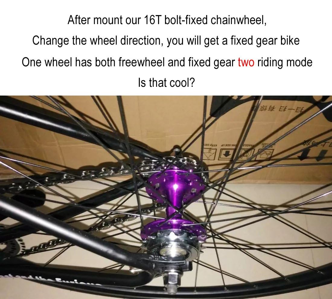 L-faster 16T Fixed Gear for Bicycle Disc Brake Mount Bolts-Fixed Chain Wheel 6 Screw Disc Hub Convert to Fix Gear Single Speed Fixed Cog
