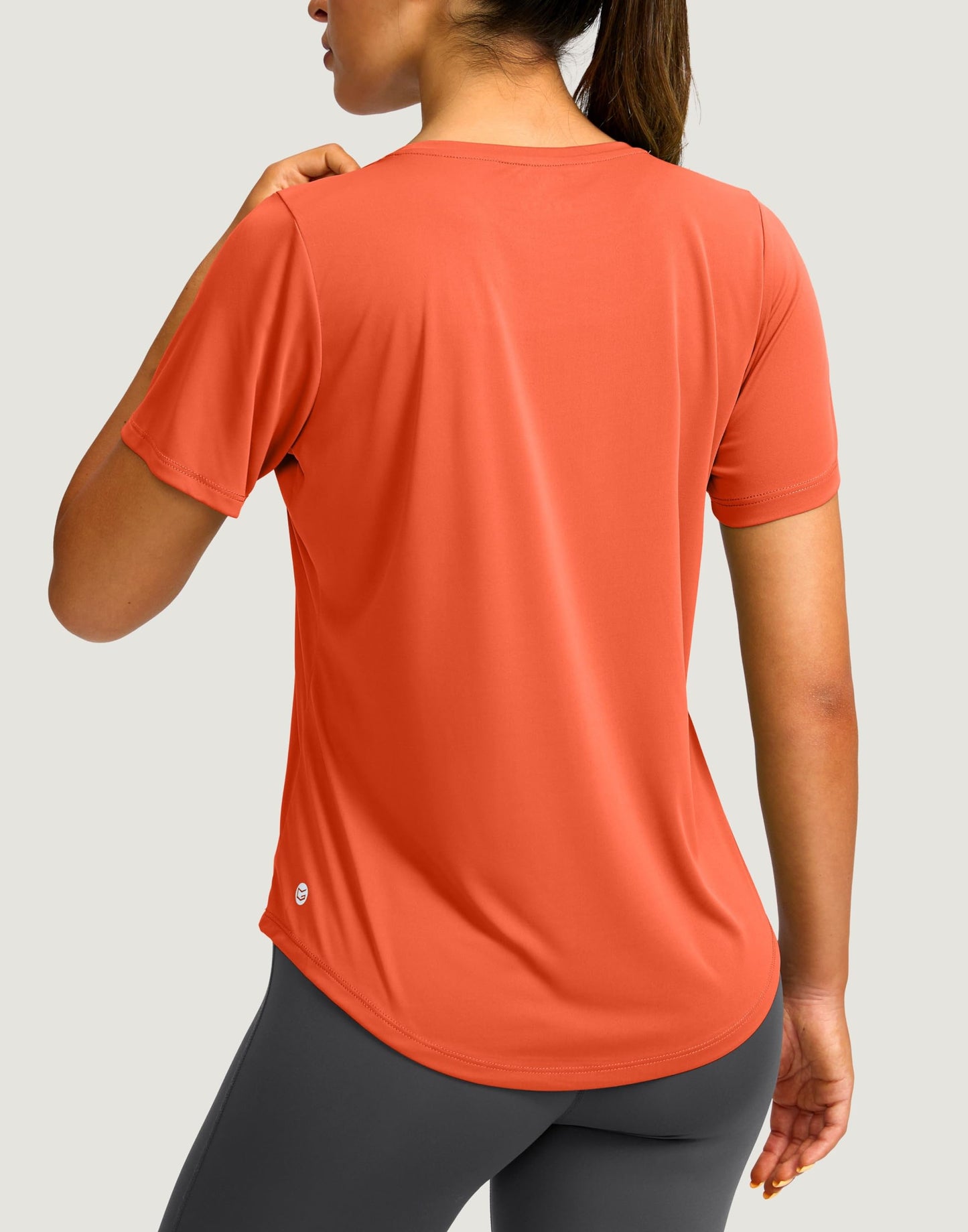 Women's Short Sleeve Workout Shirts Breathable UPF 50+ Sun Protection T-Shirts Quick Dry Gym Running Hiking Tops (Orange-red, L)