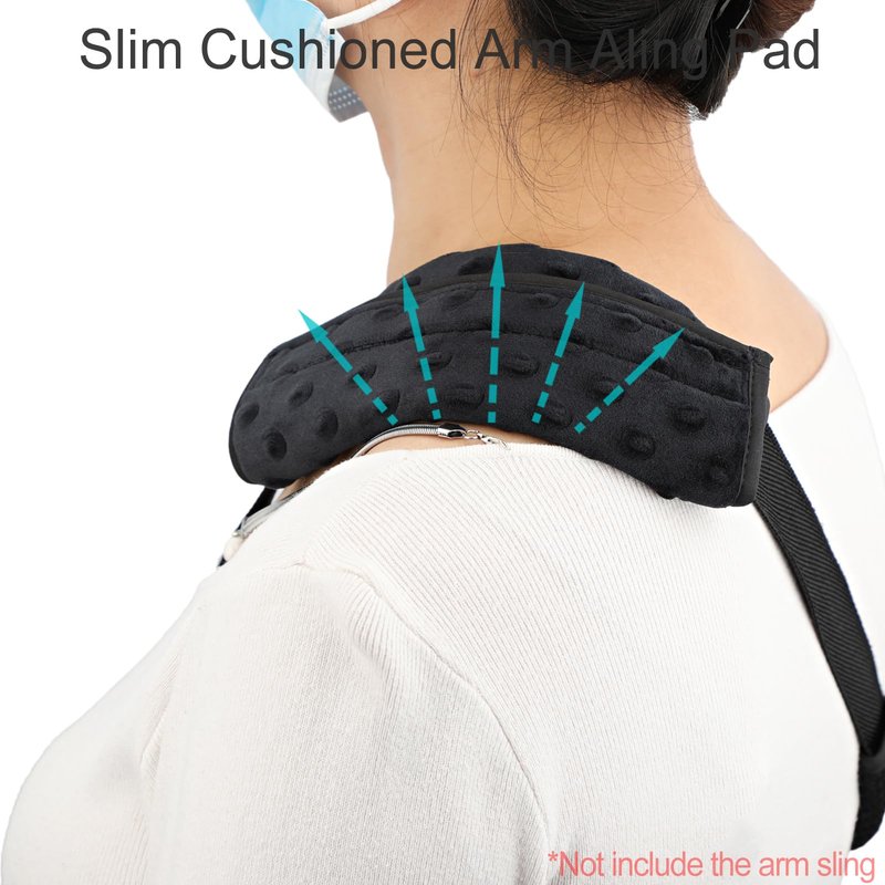 Cushioned Arm Sling Padding for Neck Slim Sling Pad Neck Strap Cushion Comfort Shoulder Support Rotator Cuff Surgery Arm Immobilizer Brace Carry Padded Cover Pillow Wrist Hand Injury, Pack of 2 Black