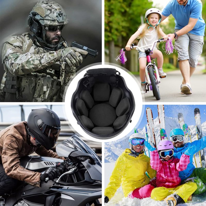 Aoutacc Universal Airsoft Helmet Pads, Helmet Replacement Foam Padding Kits Set Accessories Mats for Fast-Style/Mich/ACH/PASGT Helmet (Black-2 Sets)