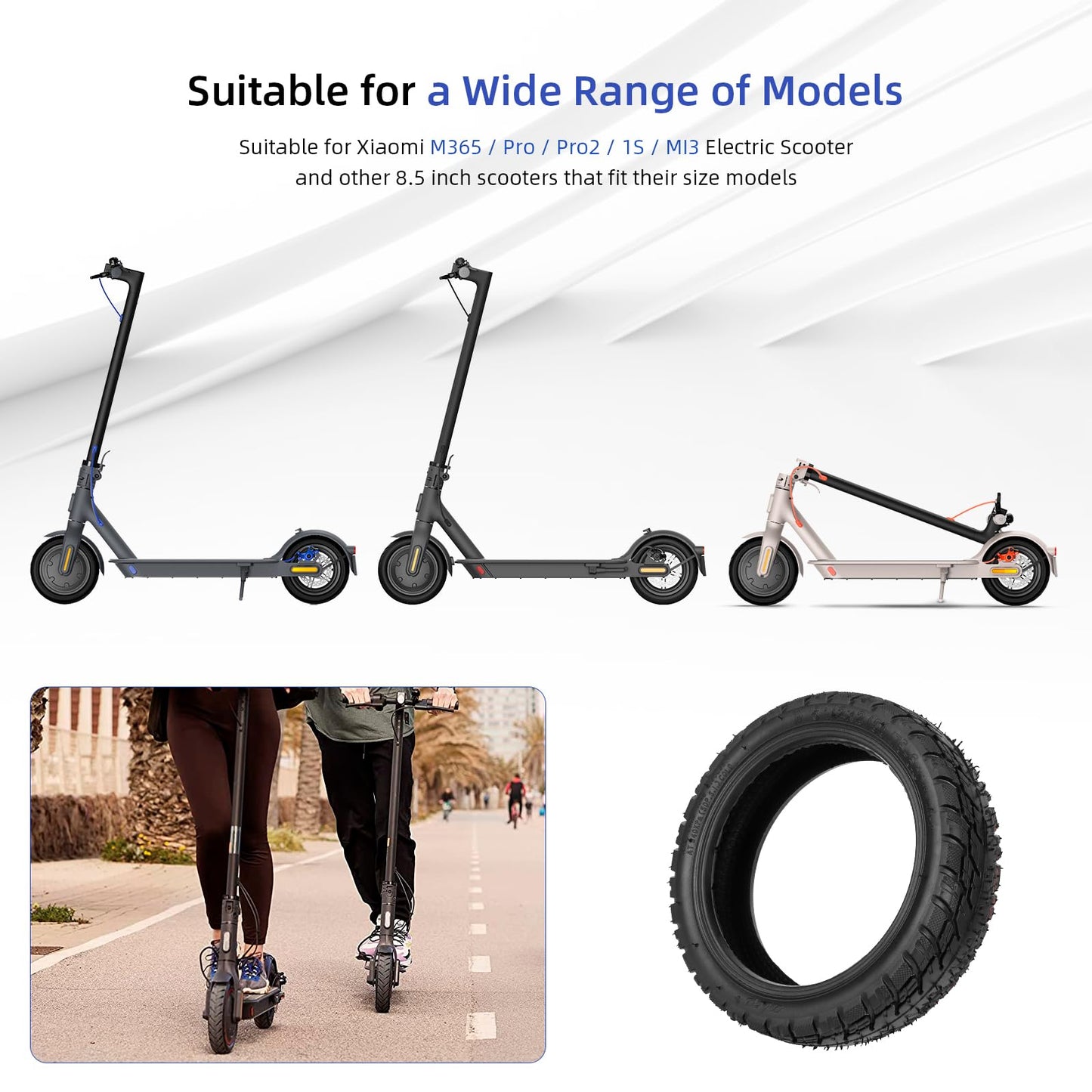 ulip (2-Pack) 50/75-6.1 Off-Road tubeless scooter tire with valve 8 1/2x2 Front and Rear Wheels Replacement for Gotrax GXL V2 Hiboy S2 Xiaomi M365 Pro Pro2 1S MI3 and 8.5 inch Scooters