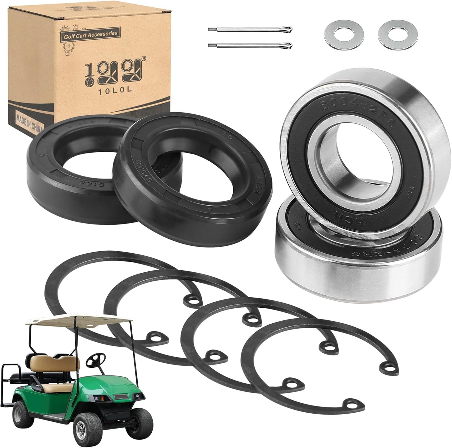 10L0L Golf Cart Rear Axle Shaft Bearing & Seal Kit for EZGO TXT RXV Medalist Marathon Electric Carts 1978 UP, OEM# 611931 70181-G01 70181G01 15112-G1 15112G1 620343, 2 Pack