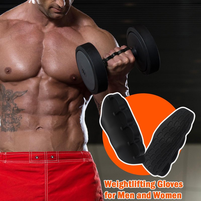 VZZNN 6 Pack Non-Slip Rubber Grips for Weight Lifting - 4 Hole Lifting Gloves with Storage Box for Men and Women Training Palm Protectors for Gym Intensive Training and Exercise (Black)