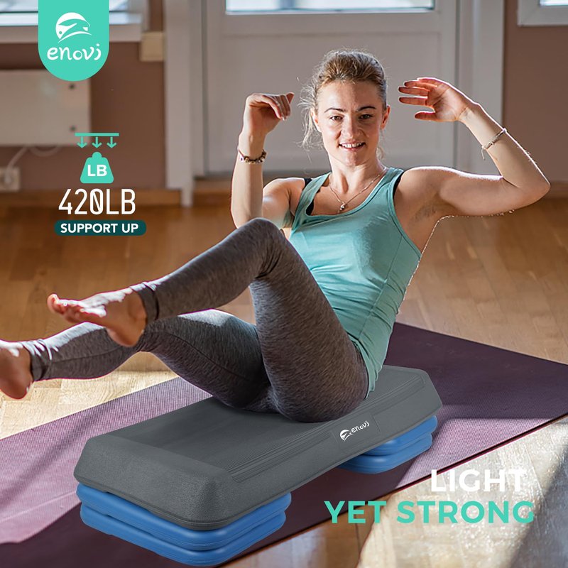 Enovi Exercise Step Aerobic Step Platform, Exercise Step Platform, Step Up Exercise Platform (Gray)