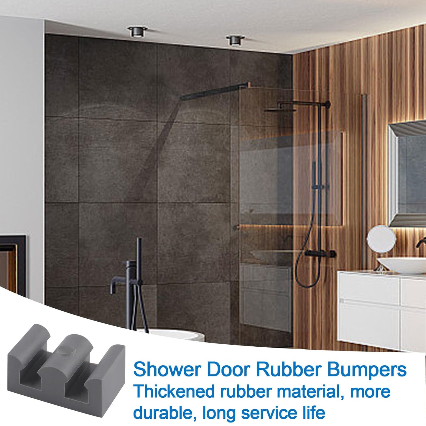 INCREWAY 4PCS Framed Sliding Silicone Door Bumpers Suitable for All Kinds of Shower Glass Moving Doors, Clear Shower Doors (Grey)