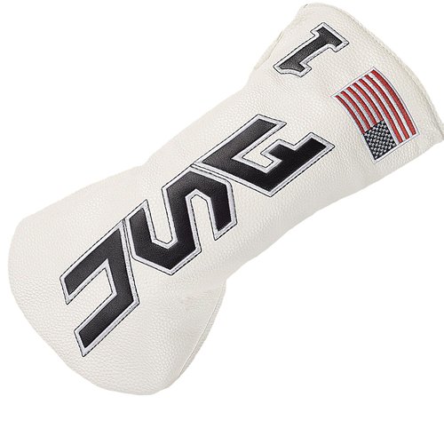 Honmeday Golf Head Cover Set with USA Flag Cross-Stitch for Golf Club Driver Fairway Hybrid (White-3pcs)