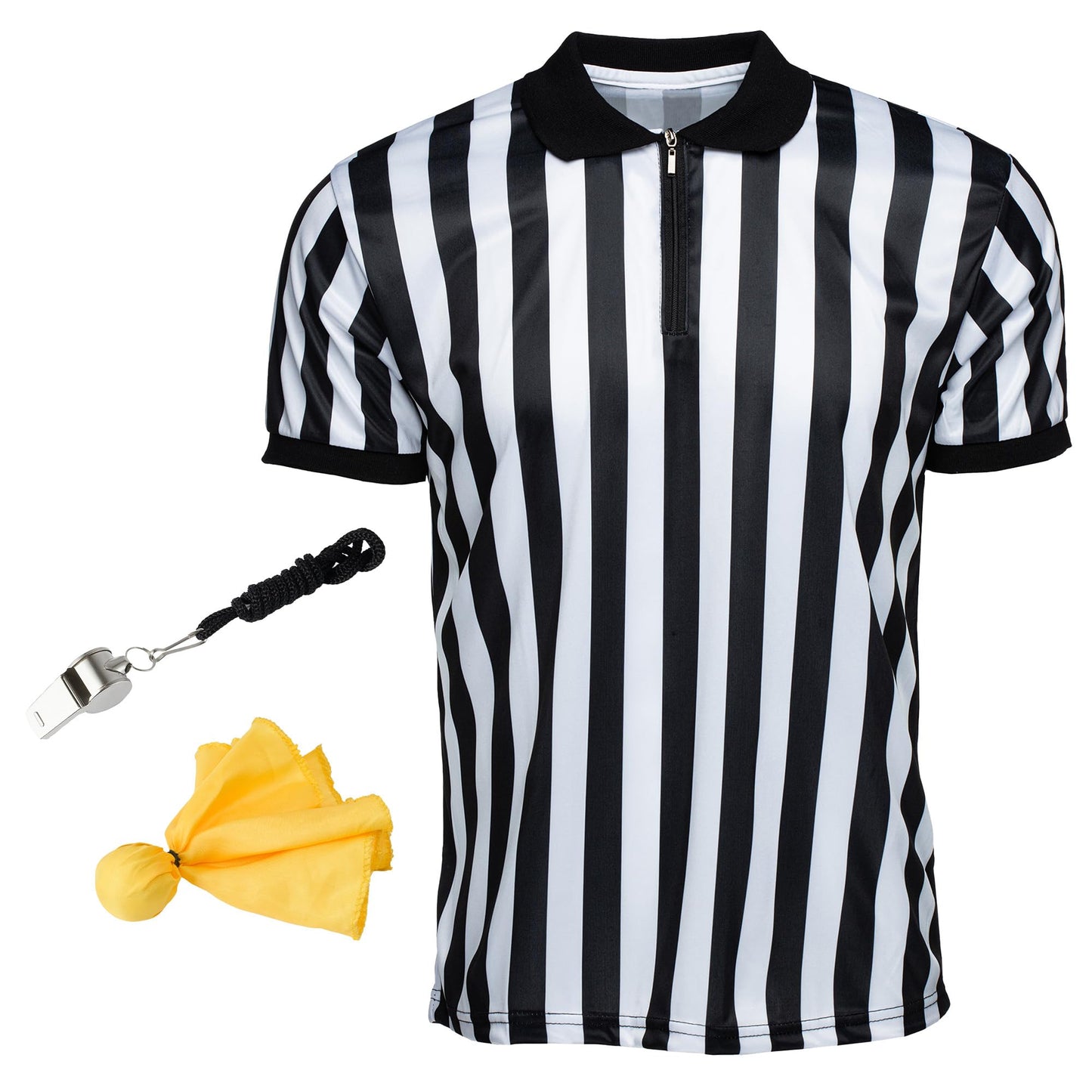 Murray Sporting Goods Men's Referee Shirt Collared Bundle Kit - Referee Shirt, Flag & Whistle Halloween Costume (Small)