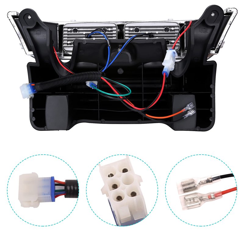 10L0L Club Car Precedent Headlight Kit With Bumper - 12V Direct Replacement for 2004-Up Electric Golf Carts, Plug-and-Play Installation, Short Harness & Button Switch