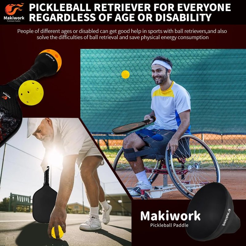 Pickleball Ball Retriever - Silicone Pickleball Grabber and Picker - Universal Suction Cup - Accessory to Pick Up Balls - Fits All Standard Paddles - Pickleball Ball Picker