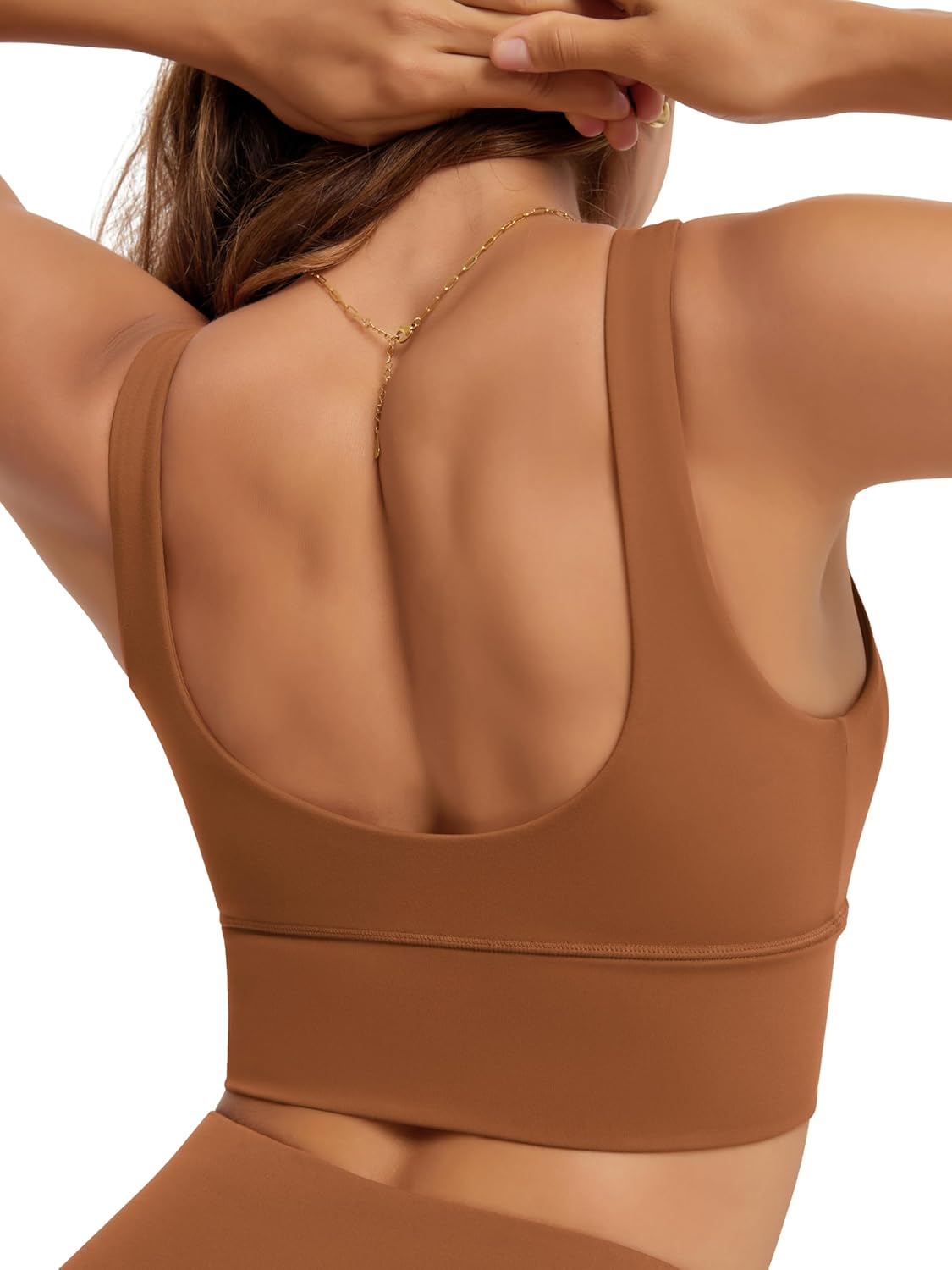 ODODOS Women's Sports Bra - Longline U-Back Design with V-Neck & Padded Comfort | Yoga & Workout Top