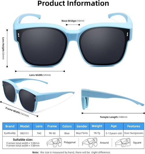 EYEBUDDY Fit Over Glasses Sunglasses - Polarized Kids Sunglasses for Boys & Girls | Comfortable Fit