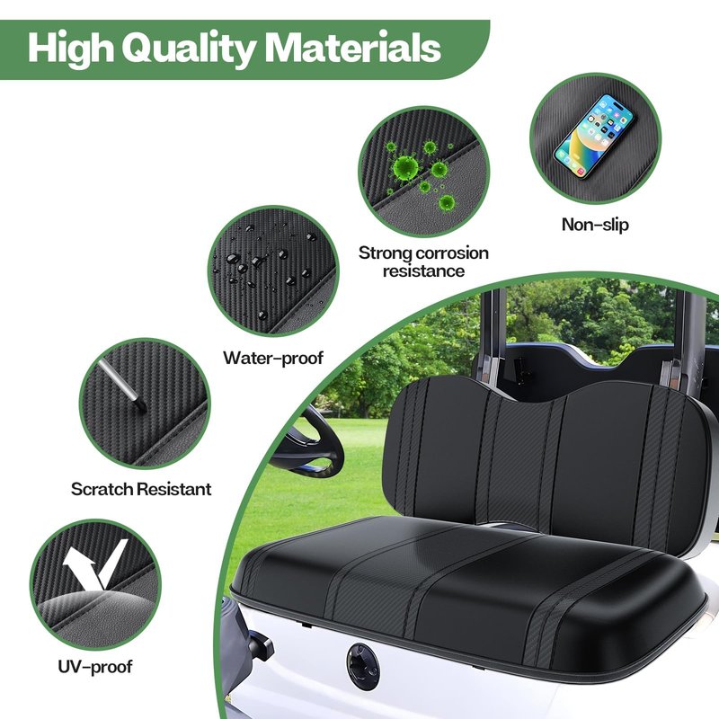 T TGBROS Golf Cart Seat Covers for Yamaha G29/Drive/Drive 2 OEM Ordinary Seat Cushion Golf Cart Front Seat Cover Kit Waterproof Vinyl Leather Breathable Anti-Scratch No Need Gun Nails