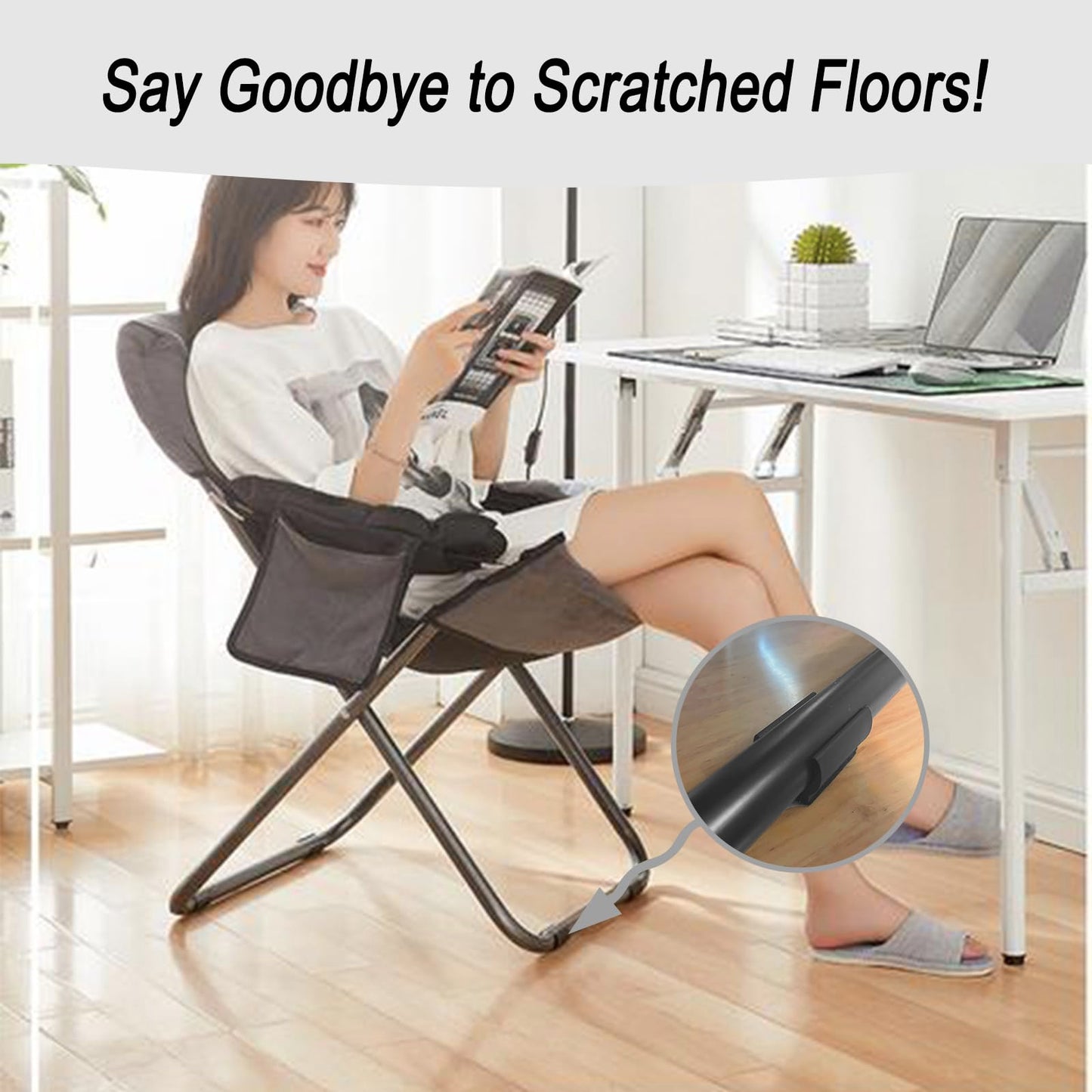 Rectangle U Shaped Chair Leg Tips Caps with Felt Pads,Furniture Feet Protectors Slide Smoothly Glides No Scratches No Noise Protect Hardwood Floors, Fit 19mm(3/4inch) Diameter Tubular Leg (Black 8PCS)