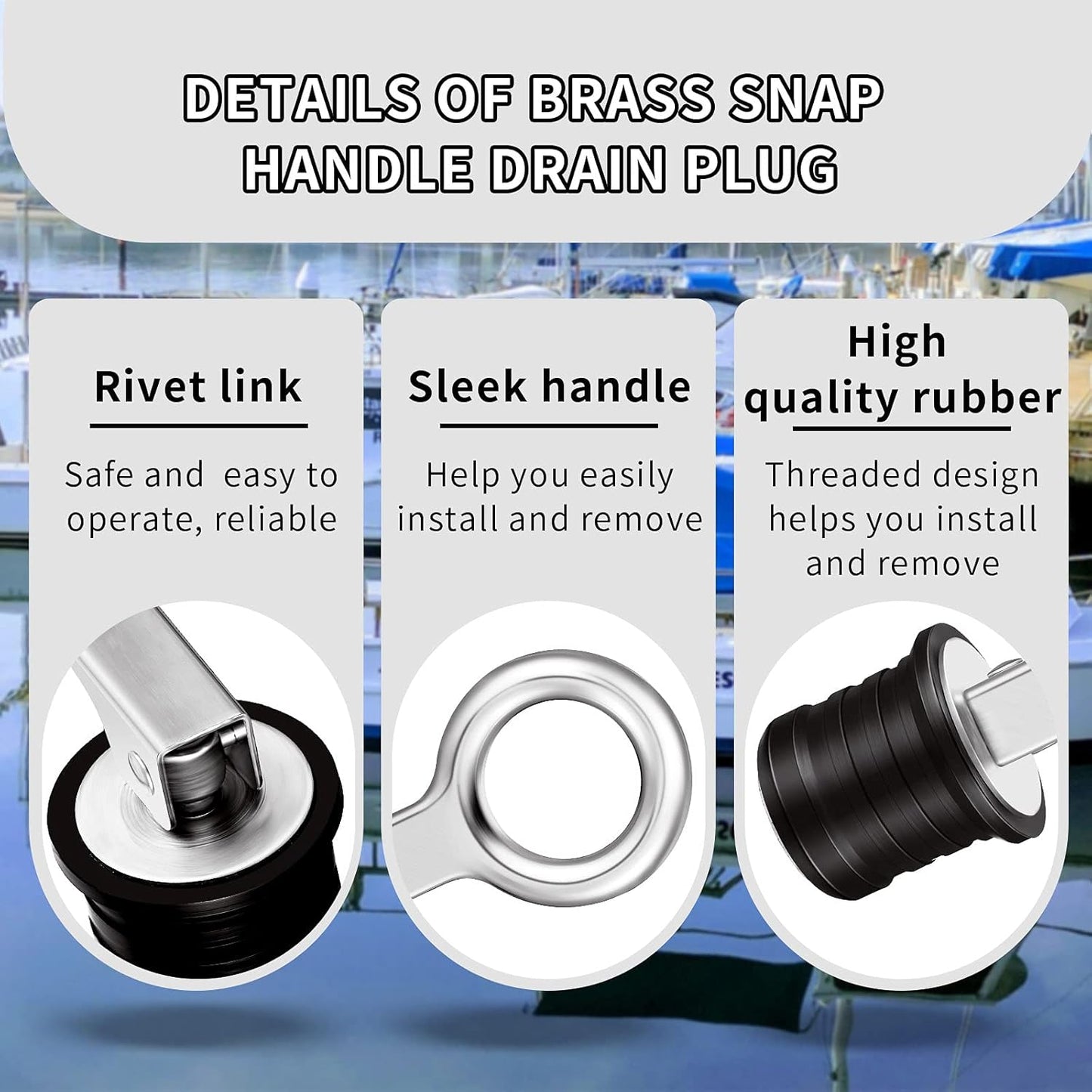 Skiennix Stainless Steel Drain Snap Plug - Durable 1-Inch Boat Drain Plug (2 Pieces)