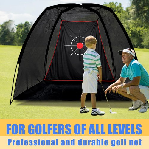 ANDGOAL Golf Net Practice Hitting Driving Range - Quiet Impact Heavy Duty Training Cage with Triple-Turf Mat for Backyard Garage Indoor Outdoor - Gifts for Men Beginners