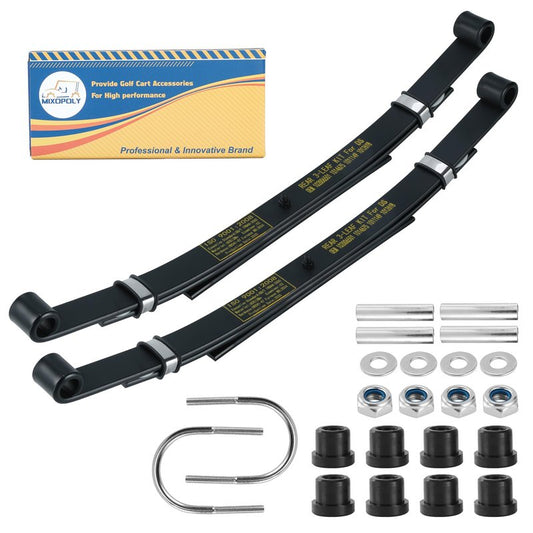 Mixopoly 3-Leaf Golf Cart Rear Leaf Springs Replacement for Club Car DS 1981-Up Electric and Gas, Heavy Duty with Bushings, Sleeves, and U Bolts Replace OEM #102006501 1014675 1011149 1012618