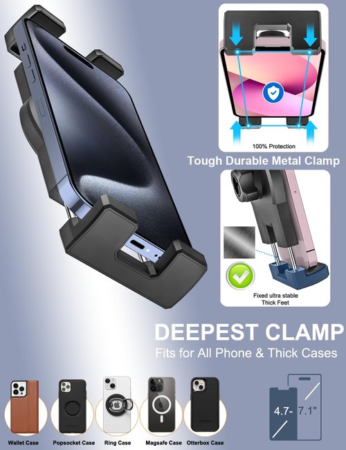 Gym Magnetic Phone Holder [Strong Magnet] Golf Cart Phone Mount for Gym [360° Rotatable] Four Corners Fixed Anti-Shake Big Phone Friendly for iPhone Air 17 Pro Max 16 15 14 13 12, S25, 4-7" Smartphone