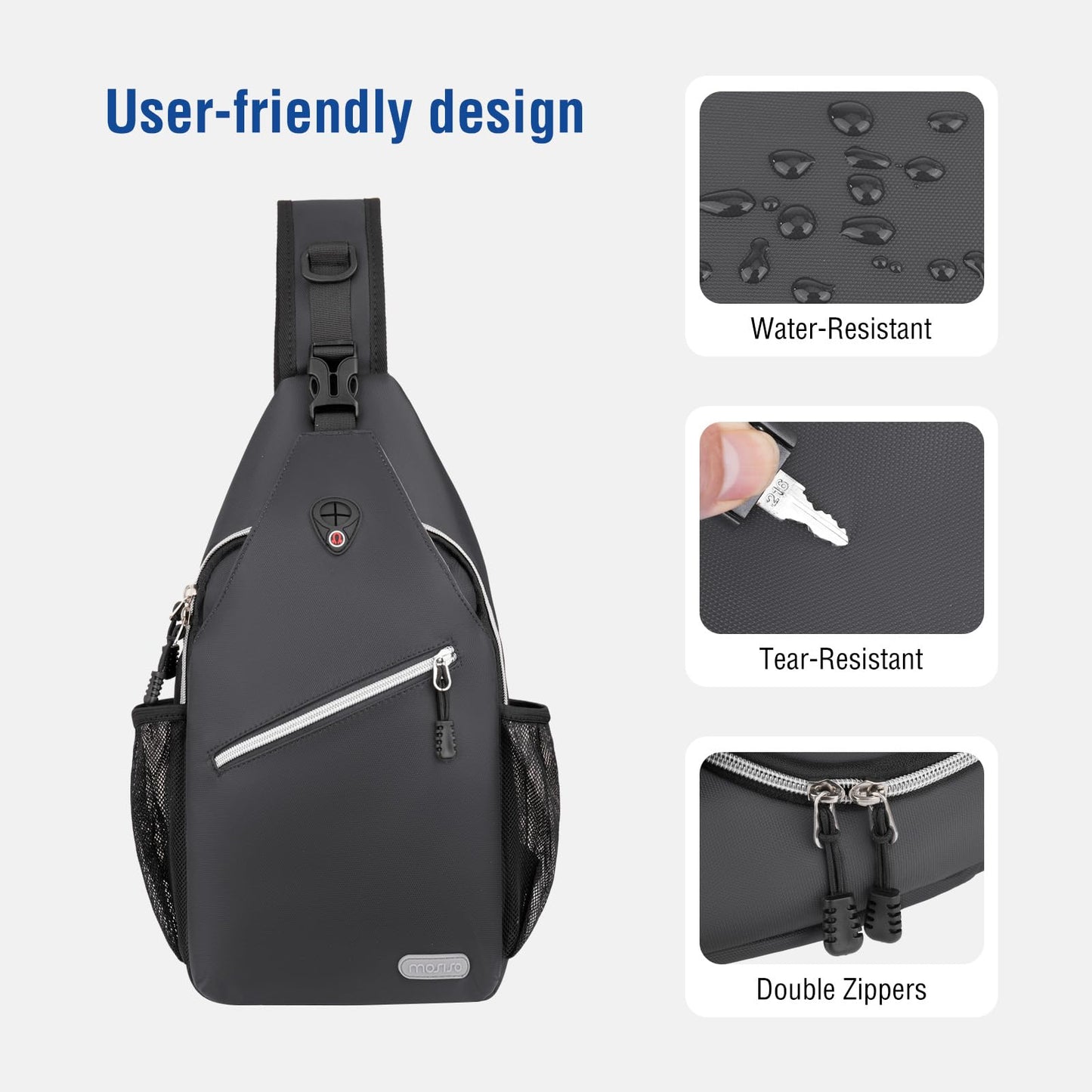 MOSISO Small Sling Bag for Men, Crossbody Shoulder Chest Daypack Bag