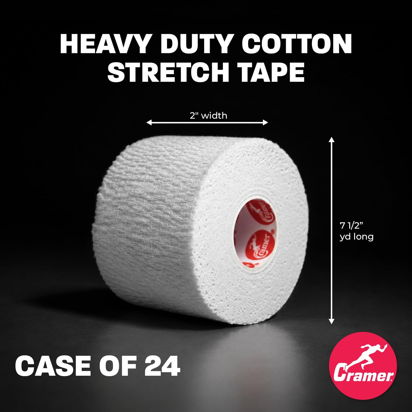 Cramer Pro-Lastic Stretch Tape, Easy Tear Athletic Tape, Flexible Elastic Tape with Premium Adhesive, Support for Wrist & Ankle Injury Taping, Compression Wrap, Bulk , 2" X 7.5 Yard - 24 Rolls - White
