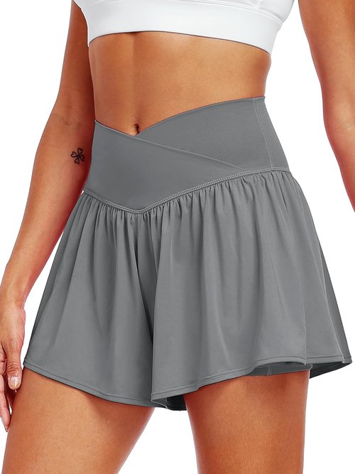 CADMUS Women's 2-in-1 Athletic Shorts - Flowy Spandex Butterfly Workout Tennis Skorts