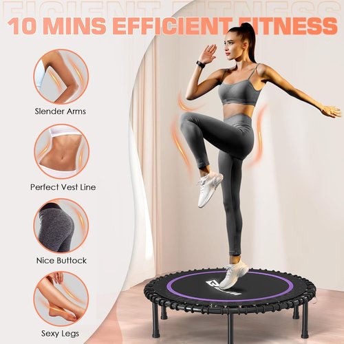 BCAN Mini Rebounder Trampoline - 450/550LBS Foldable Fitness Trampoline for Adults | Quiet & Stable Indoor Exercise (40"/48")