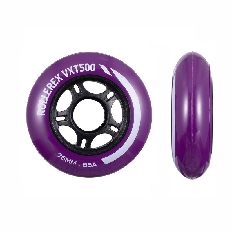 Rollerex VXT500 Inline Skate Wheels – 4 Pack Durable Replacement Roller Blade Wheels for Indoor & Outdoor Skating (76mm, Royal Purple)
