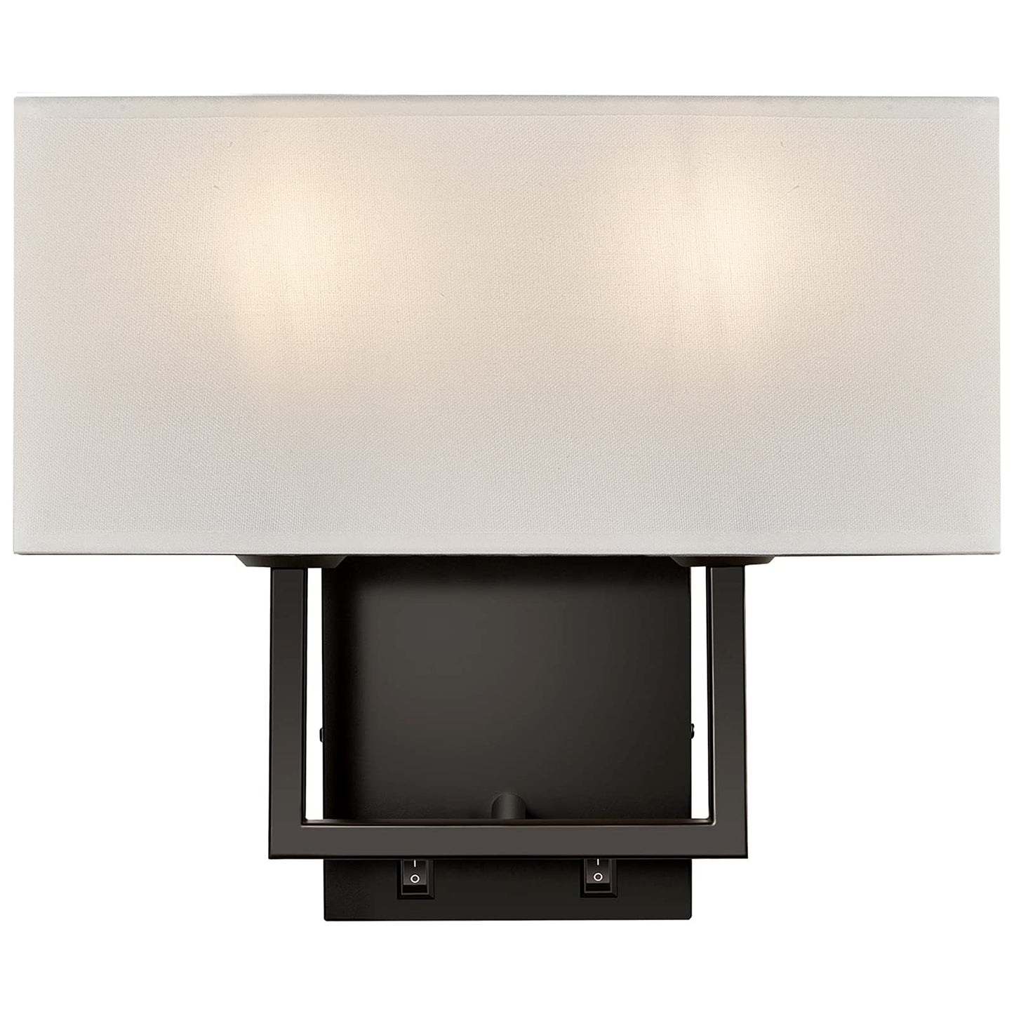 TERLEENART Modern Transitional 2-Lights Hardwired Double Wall Sconce with Switch and Square White Fabric Shade,Nightstand Reading Wall Mount Light for Bedroom