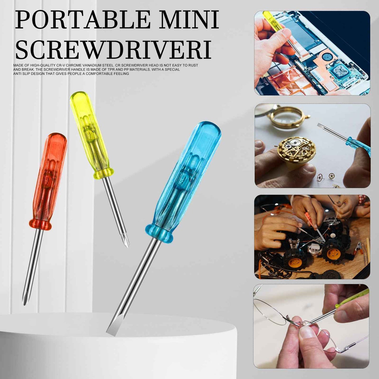 Quelay 18 Pcs Mini Screwdriver Tape Measure Keychains LED Lights Keychain Set Tool Party Favors Mini Hand Tool Adult Prizes Pinata Stuffers Christmas Bulk Gifts for Men, No Batteries Included