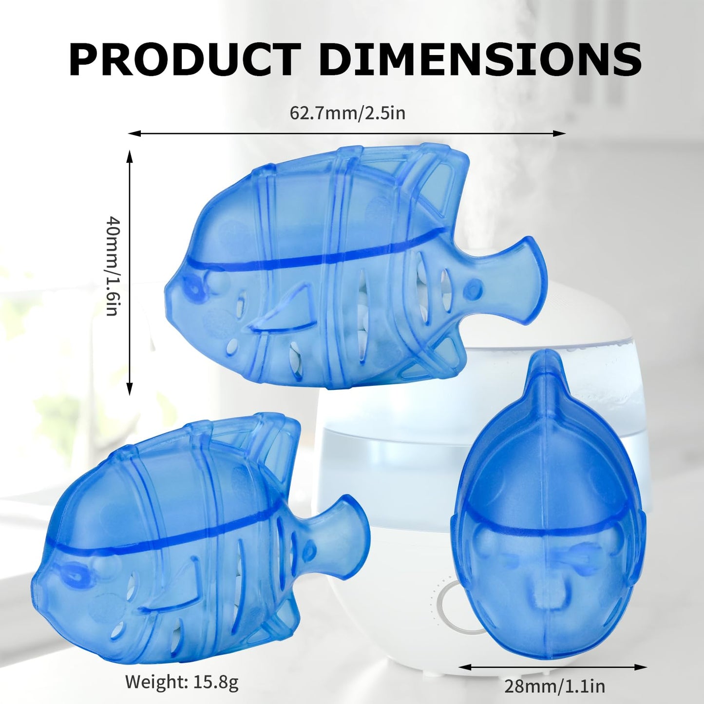 16 Pack Humidifier Fish Cleaner, Universal Humidifier Cleaning Fish for Humidifiers and Tanks, Purifies Water, Prevent Hard Water Build-Up, Demineralization Cleaner, Reduce Scale and White Dust