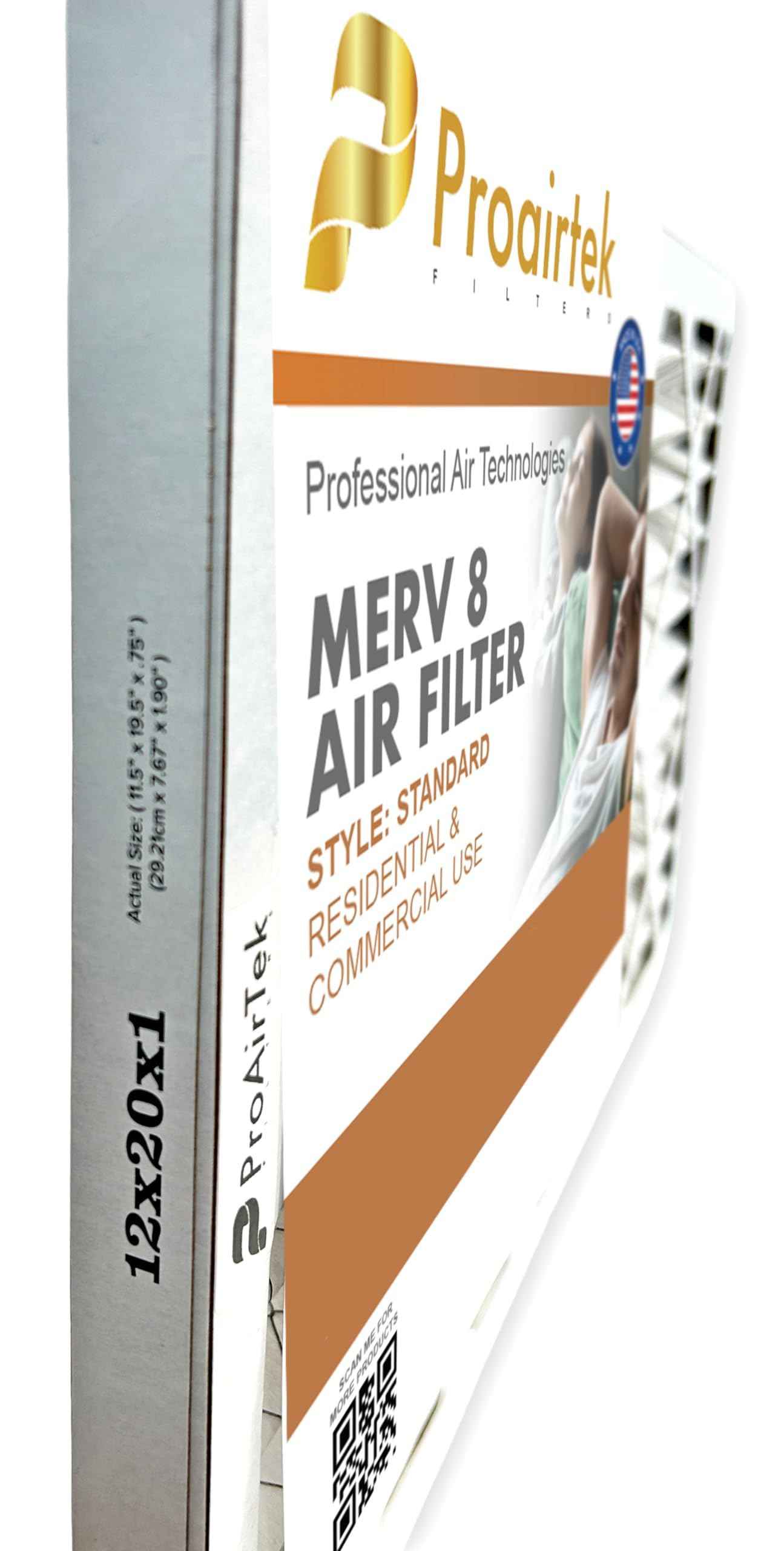 Proairtek AF12201M08SWH Model 12x20x1 Air Filter, MERV 8; Ideal for Anyone Wanting Crisp Air in Their Home