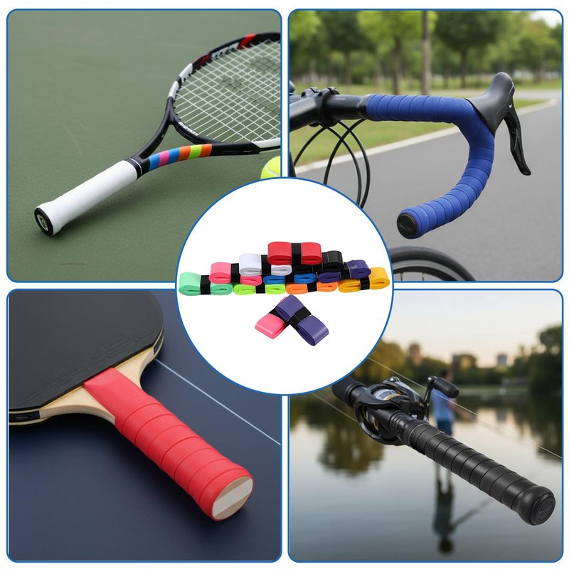PercyEffie 100 PCS Tennis Racket Overgrips, 10 Colors Badminton Racket Overgrip Bulk, Soft Tennis Racket Grip Tape, Anti Slip and Absorbent Grip for Badminton Racquet, Fishing Rods, Bike Handlebar