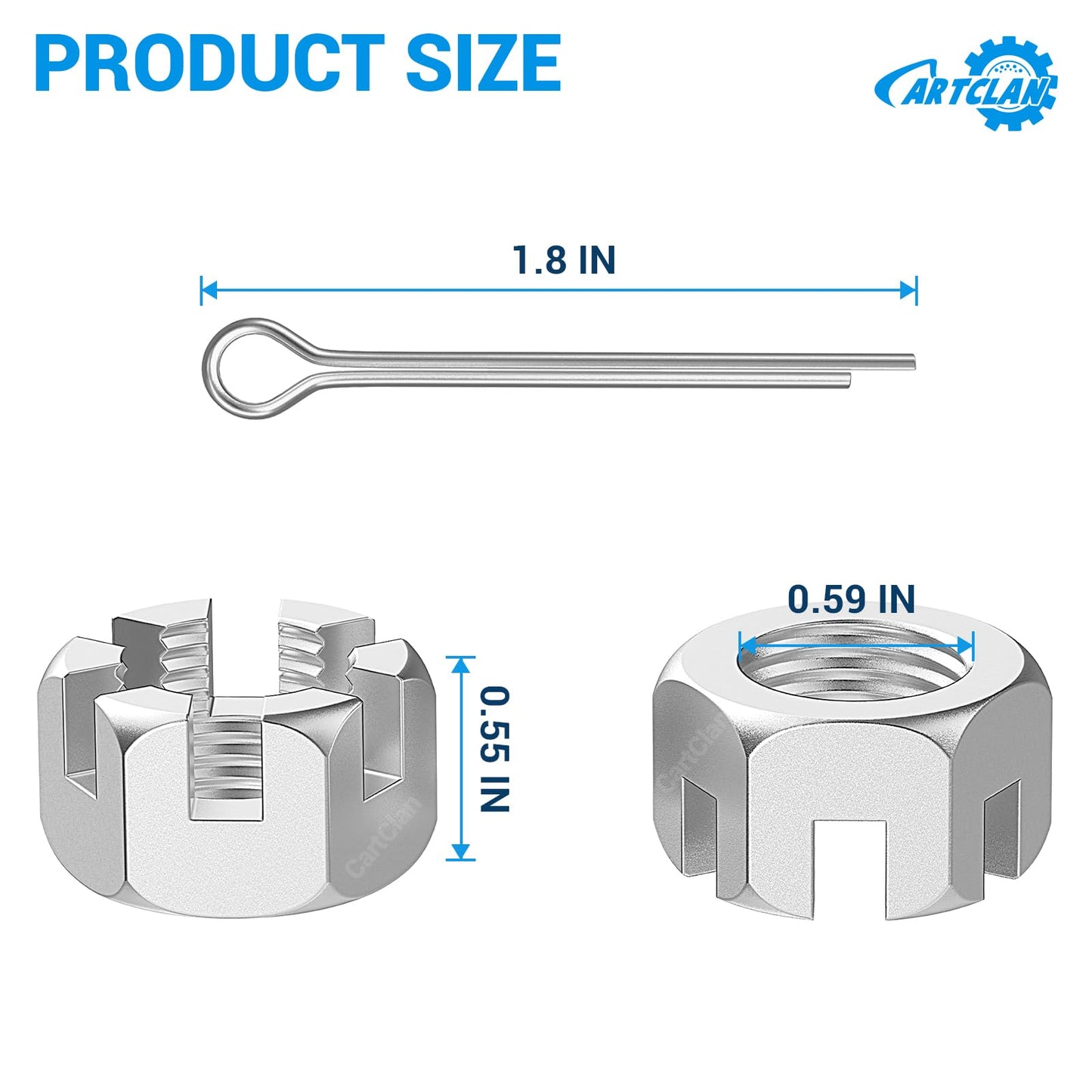 CartClan 2 Set EZGO TXT Golf Cart Slotted Nut & Pinning 1976-2013 Replacement Part 5/8-1815483-G1/612928 3010387-G1
